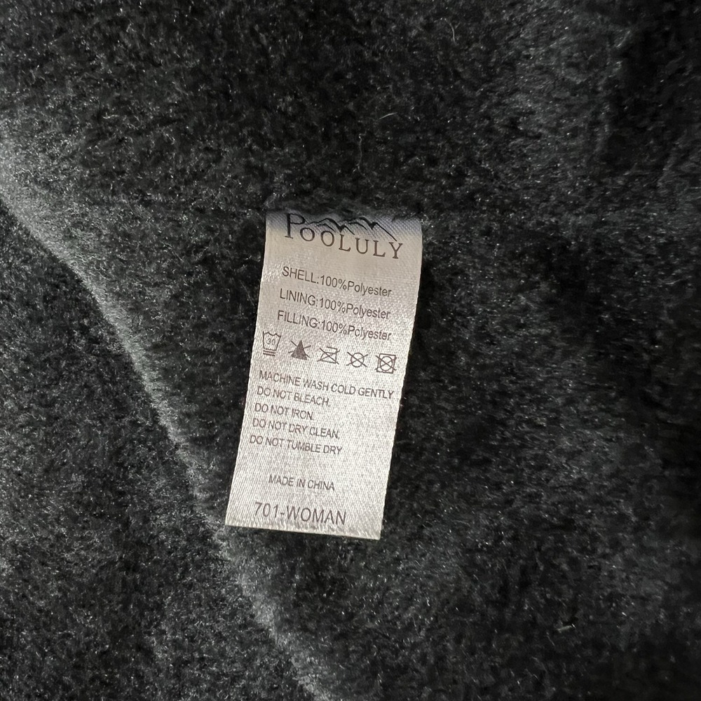 Pooluly Jacket Women's Small Black Sherpa Lined Breathable Hooded Cozy Warm - Picture 7 of 14